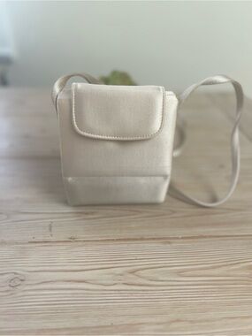 Vintage Stuart Weitzman Ivory Satin Mini Evening Bag Made in Spain